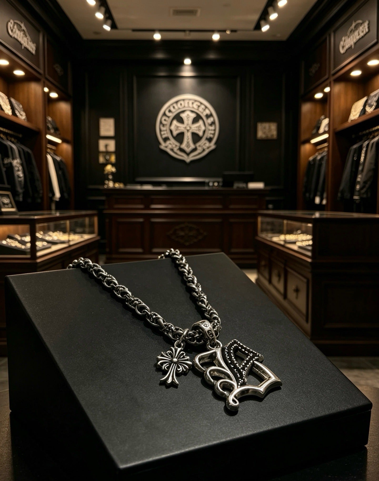 Chrome Hearts Sterling Silver Cross Necklace