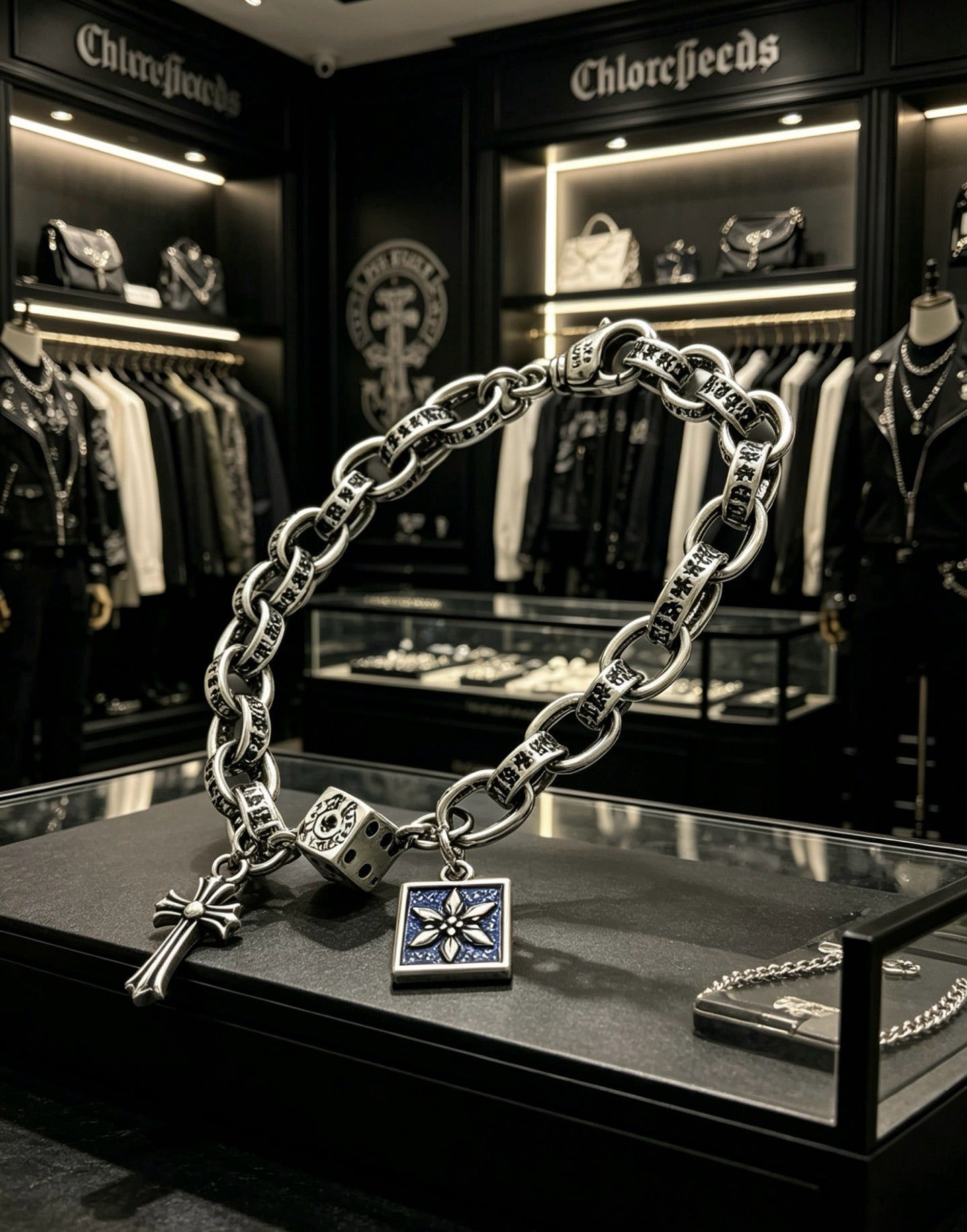 Chrome Hearts Sterling Silver Cross Bracelet