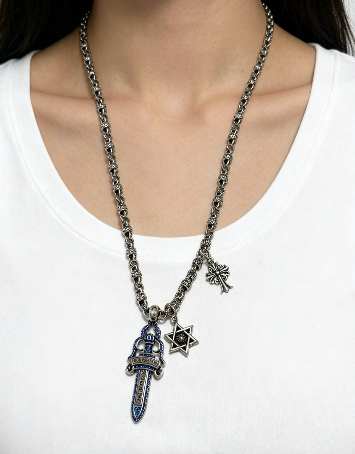 Chrome Hearts Sterling Silver Cross Necklace