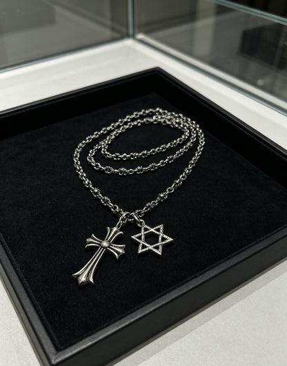 Chrome Hearts Sterling Silver Cross Necklace