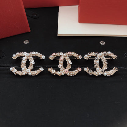Chanel Pink Brass Brooch