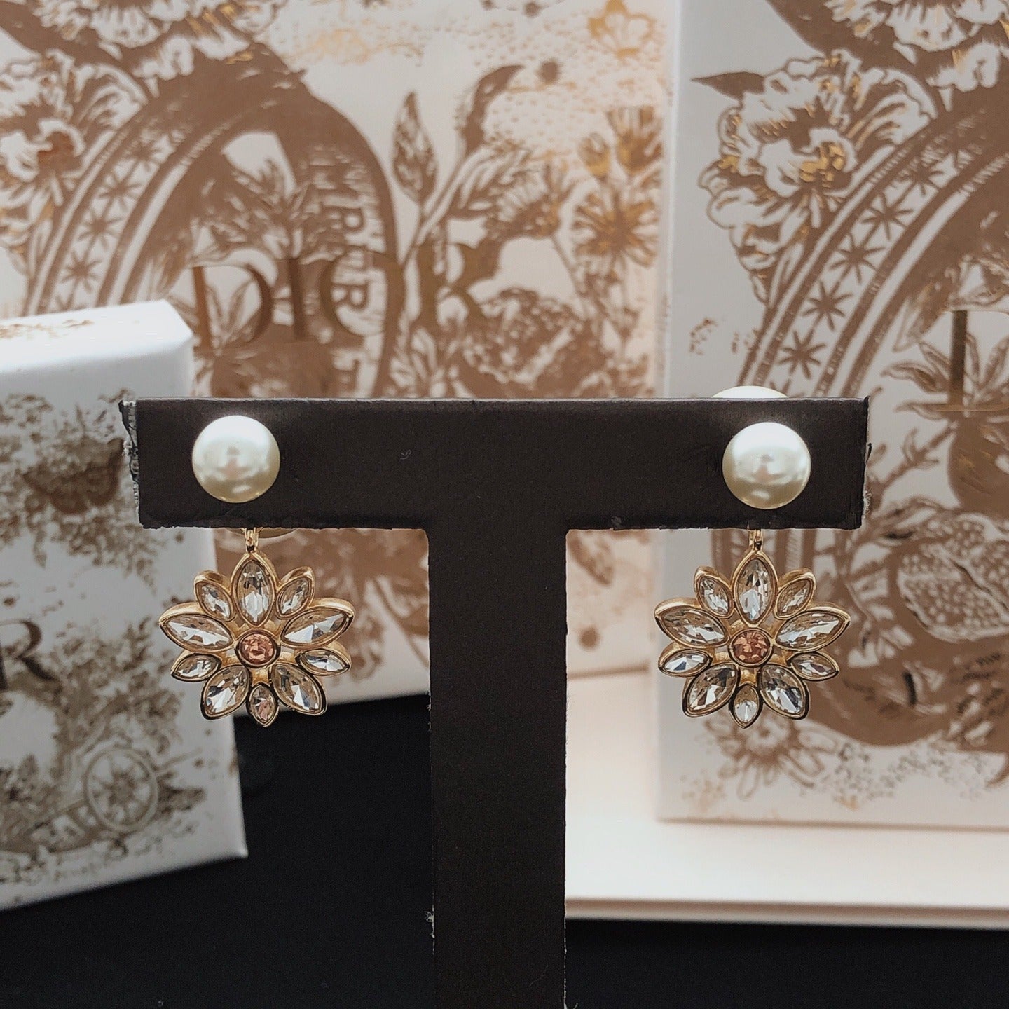 Dior Brass Sunburst Earrings