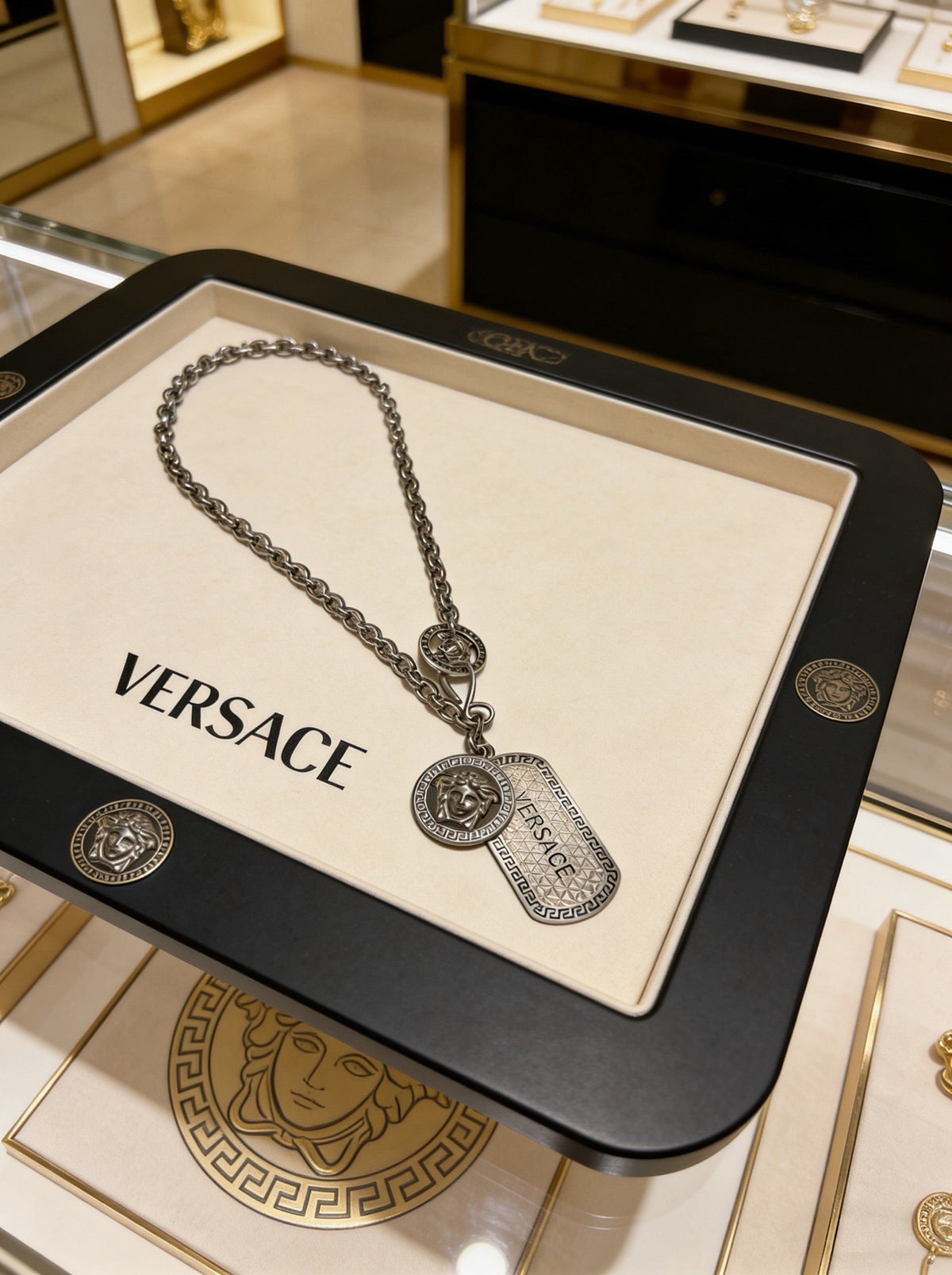 Versace Sterling Silver Chain Necklace