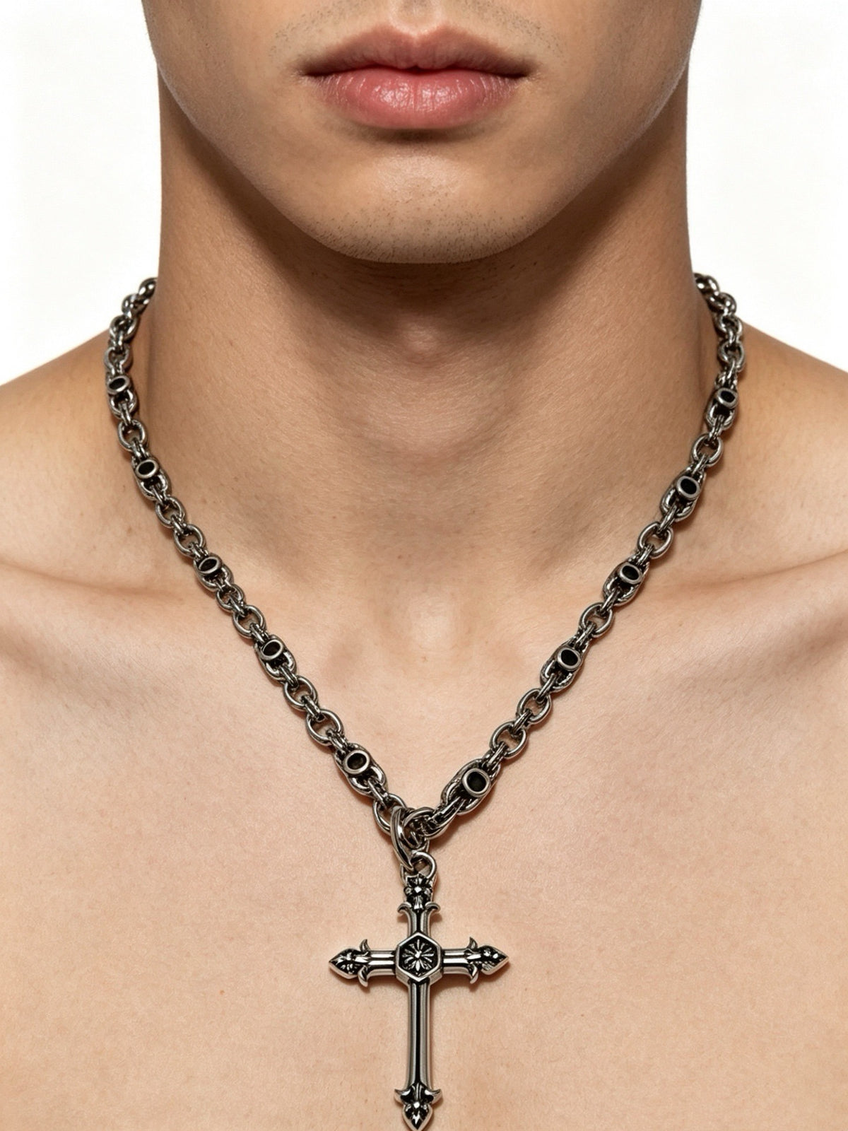 Chrome Hearts Sterling Silver Cross Necklace