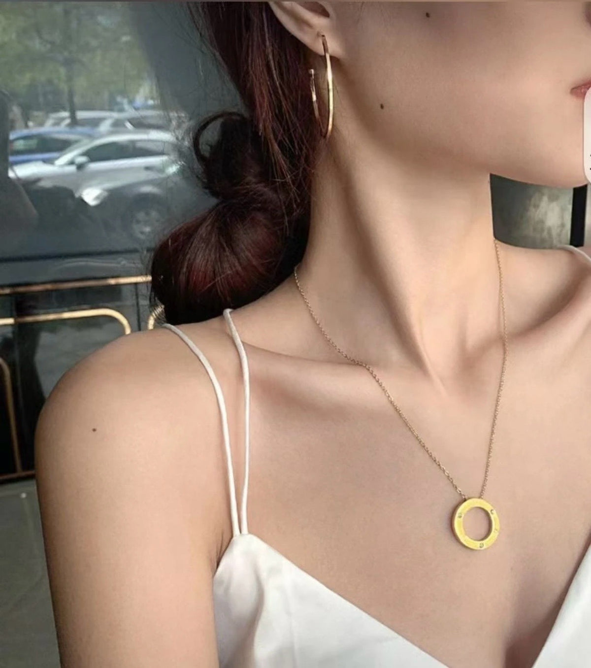 Cartier Silver Brass Round Necklace