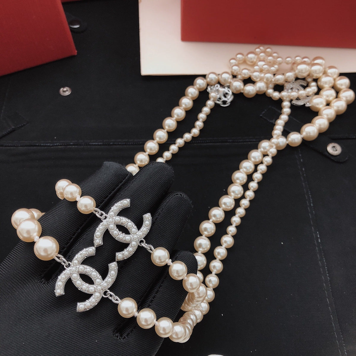 Chanel Silver Brass Pearl Necklace