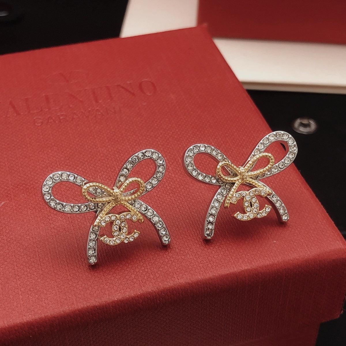 Chanel Brass Bow Earrings