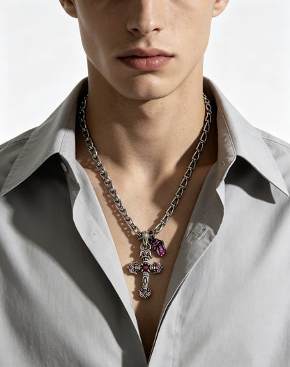 Chrome Hearts Sterling Silver Cross Necklace