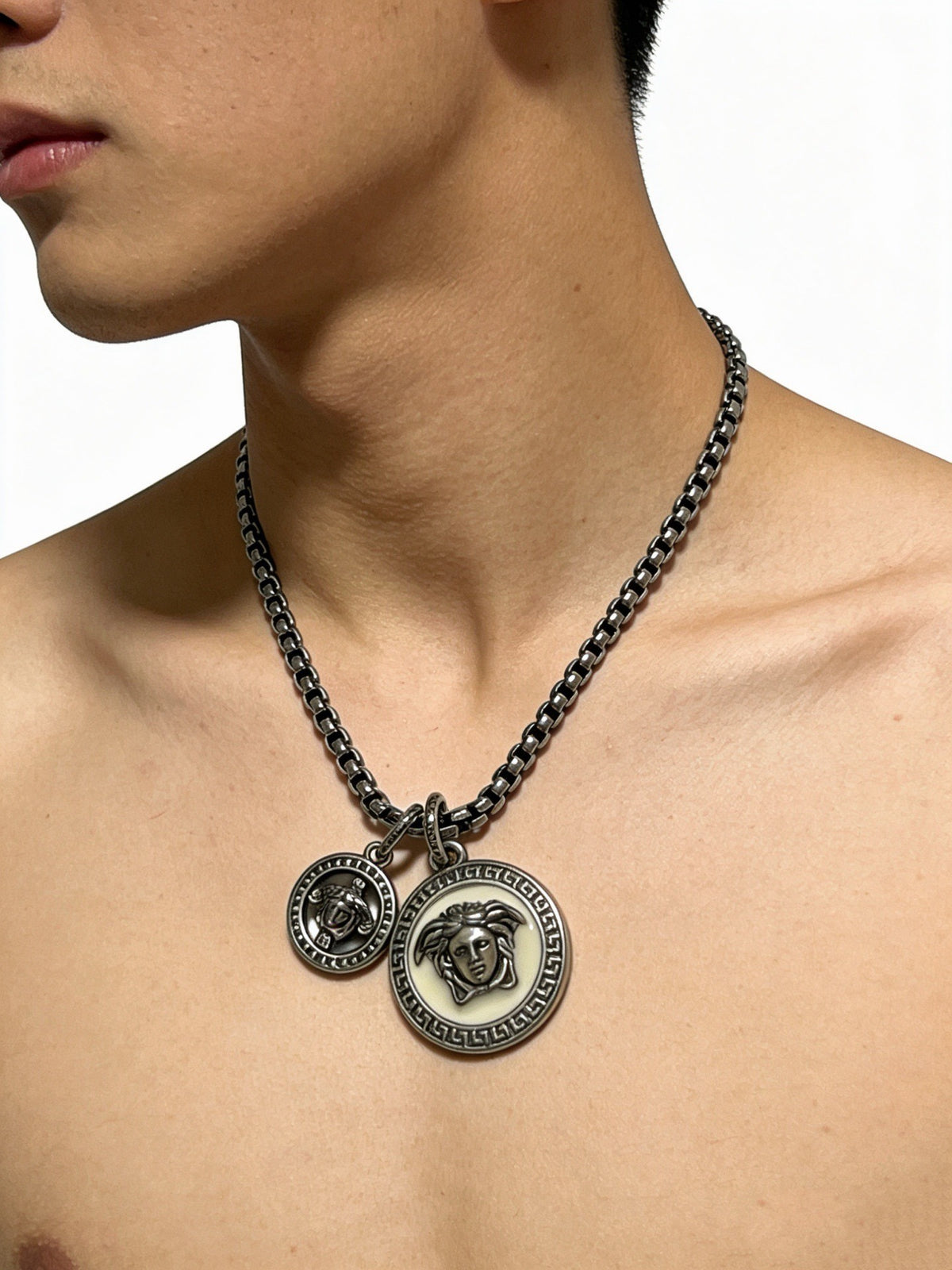 Versace Sterling Silver Chain Necklace
