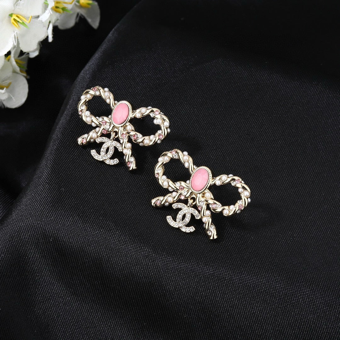Chanel Brass Bow Earrings