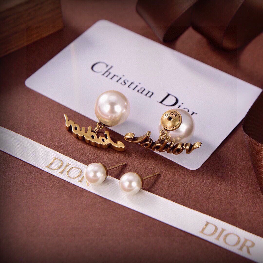 Dior Brass Logo Earrings