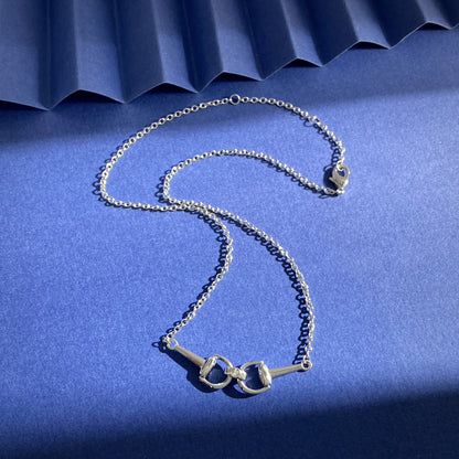 Gucci Silver Brass Horsebit Necklace