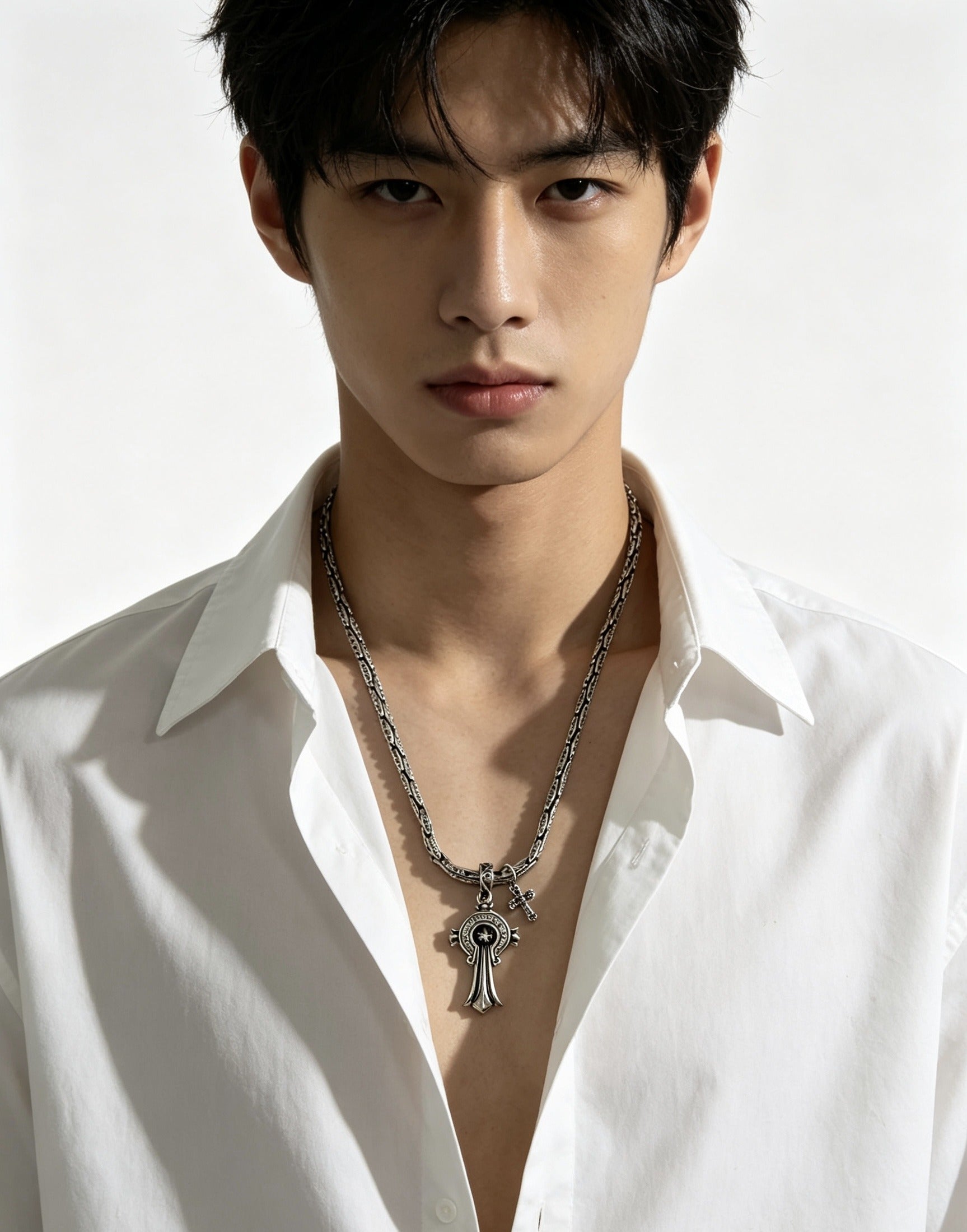 Chrome Hearts Sterling Silver Cross Necklace
