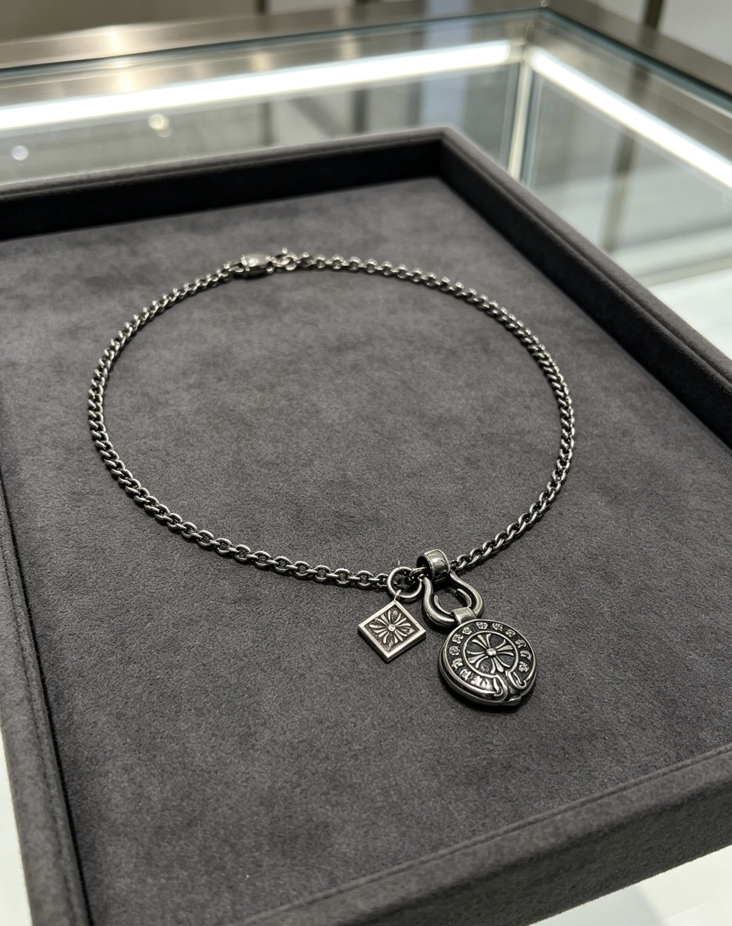 Chrome Hearts Sterling Silver Cross Necklace