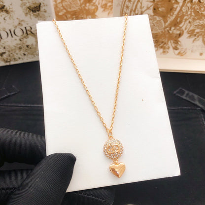 Dior Gold Brass Heart Necklace