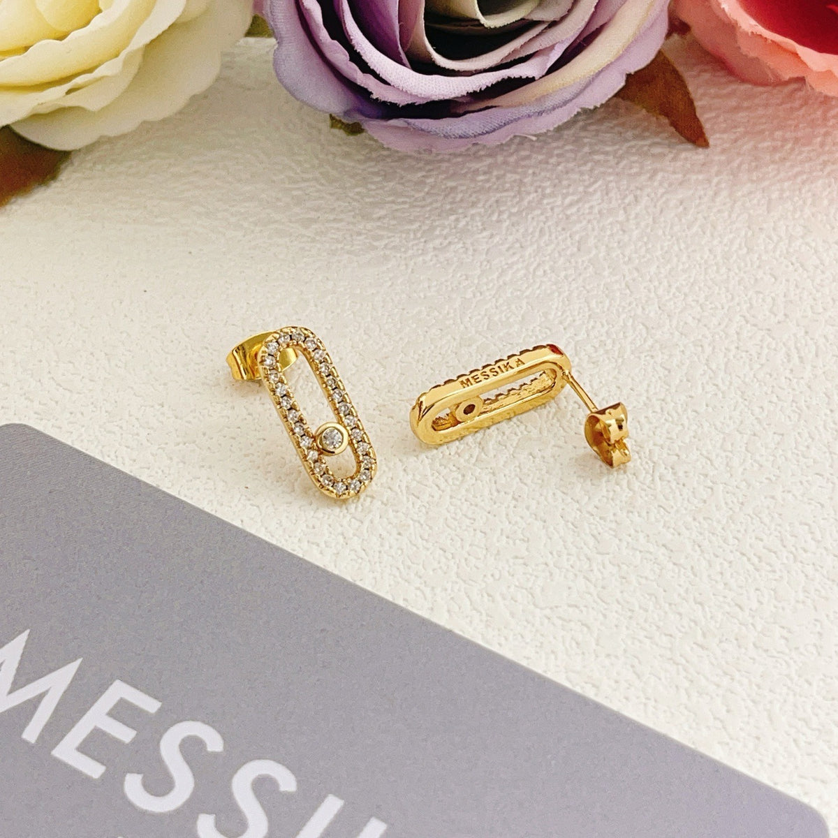Messika Gold Brass Pave Earrings