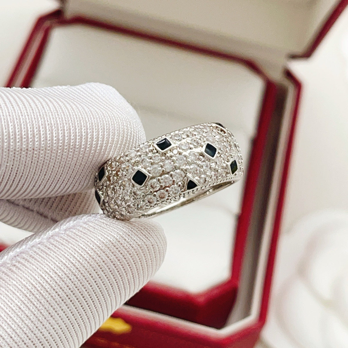Cartier Silver Brass Leopard-Print Ring