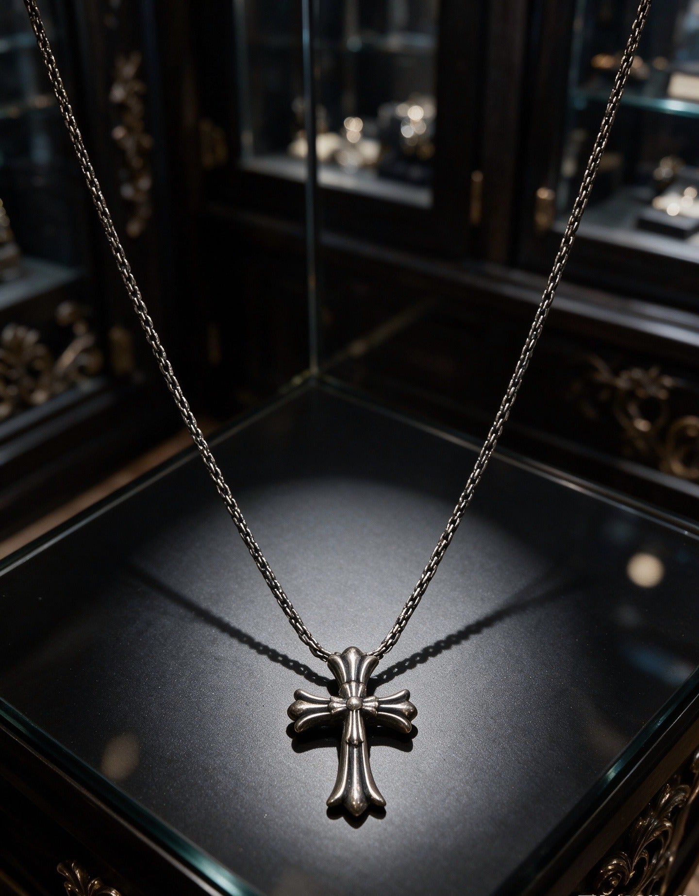 Chrome Hearts Sterling Silver Cross Necklace
