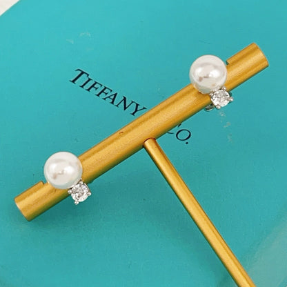 Tiffany & Co. Silver Brass Pearl Earrings