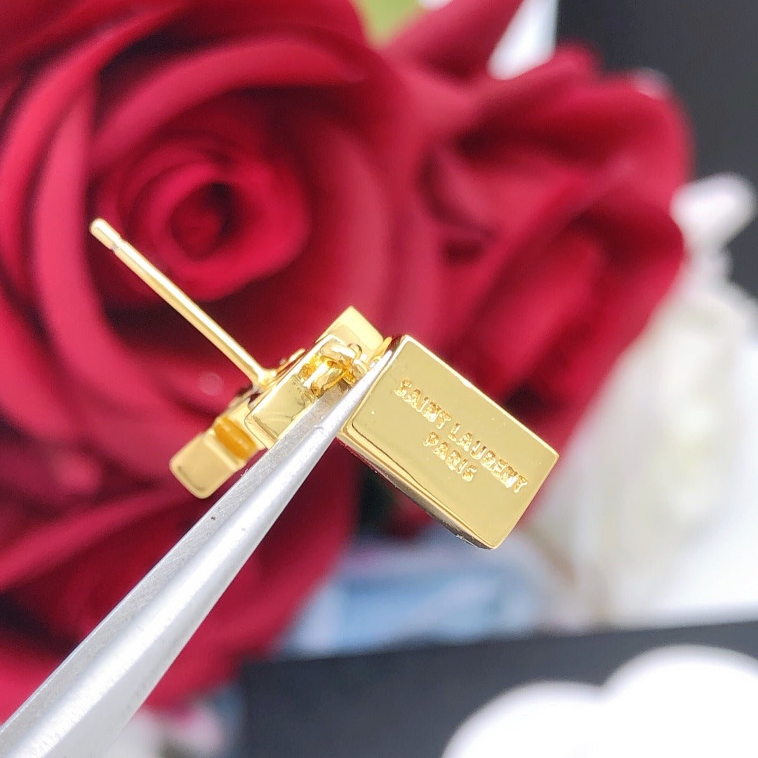 Saint Laurent Silver Logo Earrings