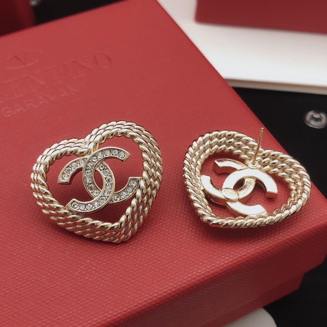 Chanel Brass Heart Earrings