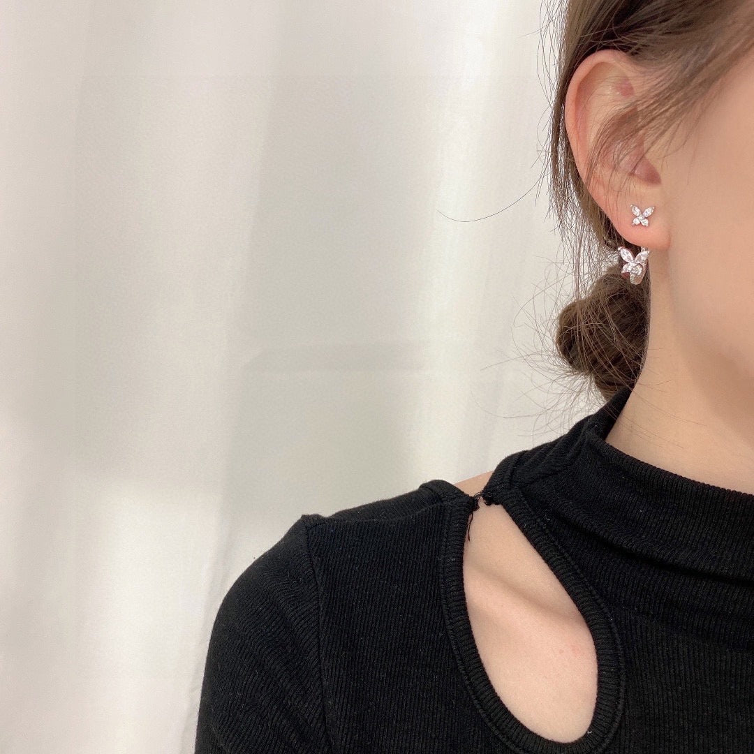 Unbranded White Sterling Silver Butterfly Earrings