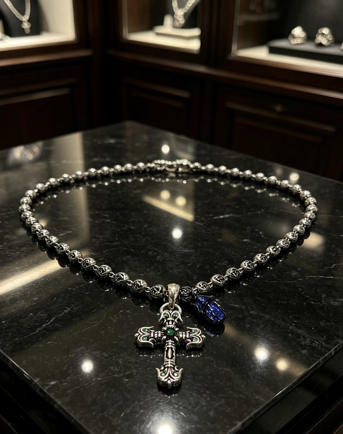 Chrome Hearts Sterling Silver Cross Necklace
