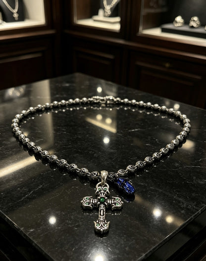 Chrome Hearts Sterling Silver Cross Necklace