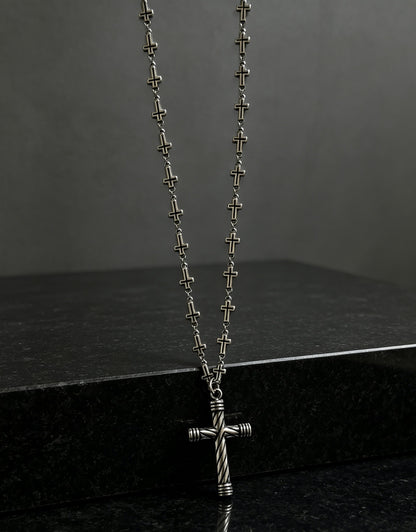 Chrome Hearts Sterling Silver Cross Necklace