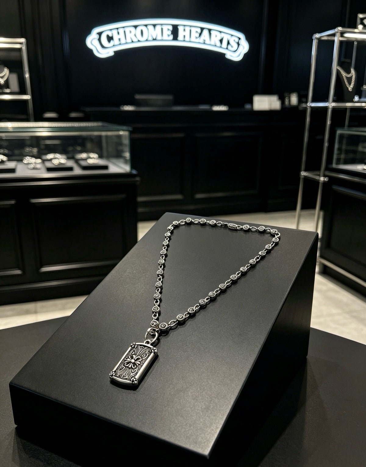 Chrome Hearts Sterling Silver Cross Necklace