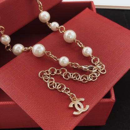 Chanel Brass Pearl Necklace