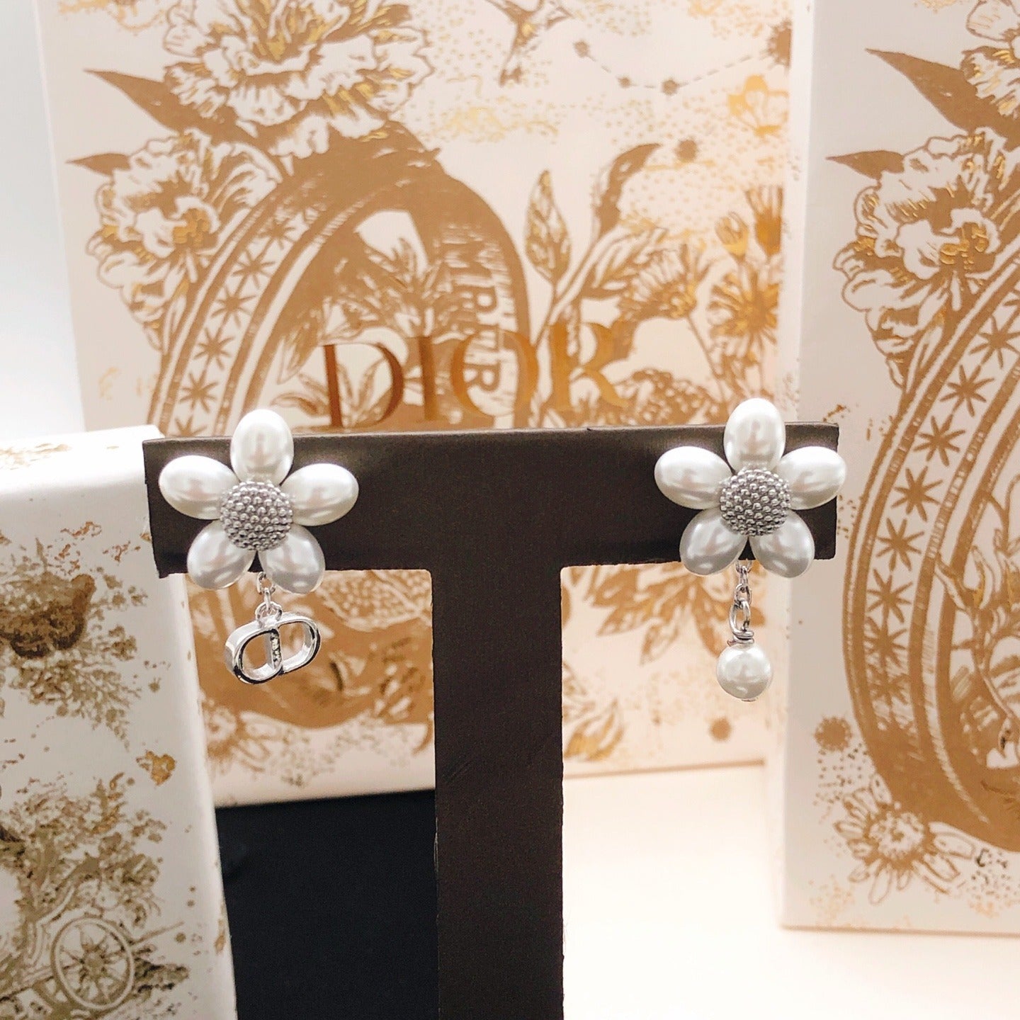 Dior Brass Floral Earrings