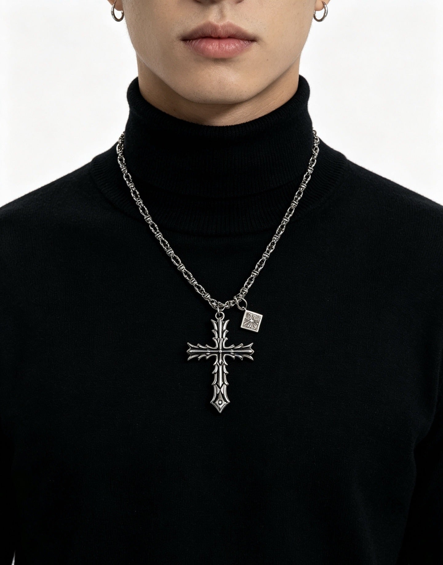 Chrome Hearts Sterling Silver Cross Necklace