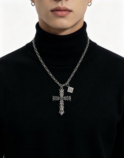 Chrome Hearts Sterling Silver Cross Necklace