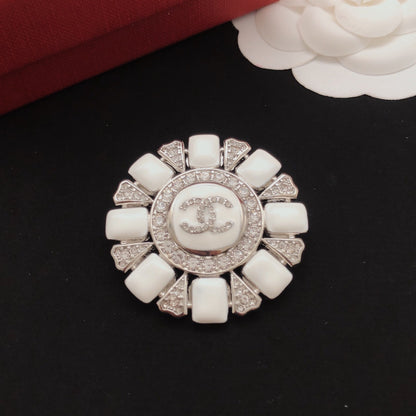 Unbranded White Round Brooch