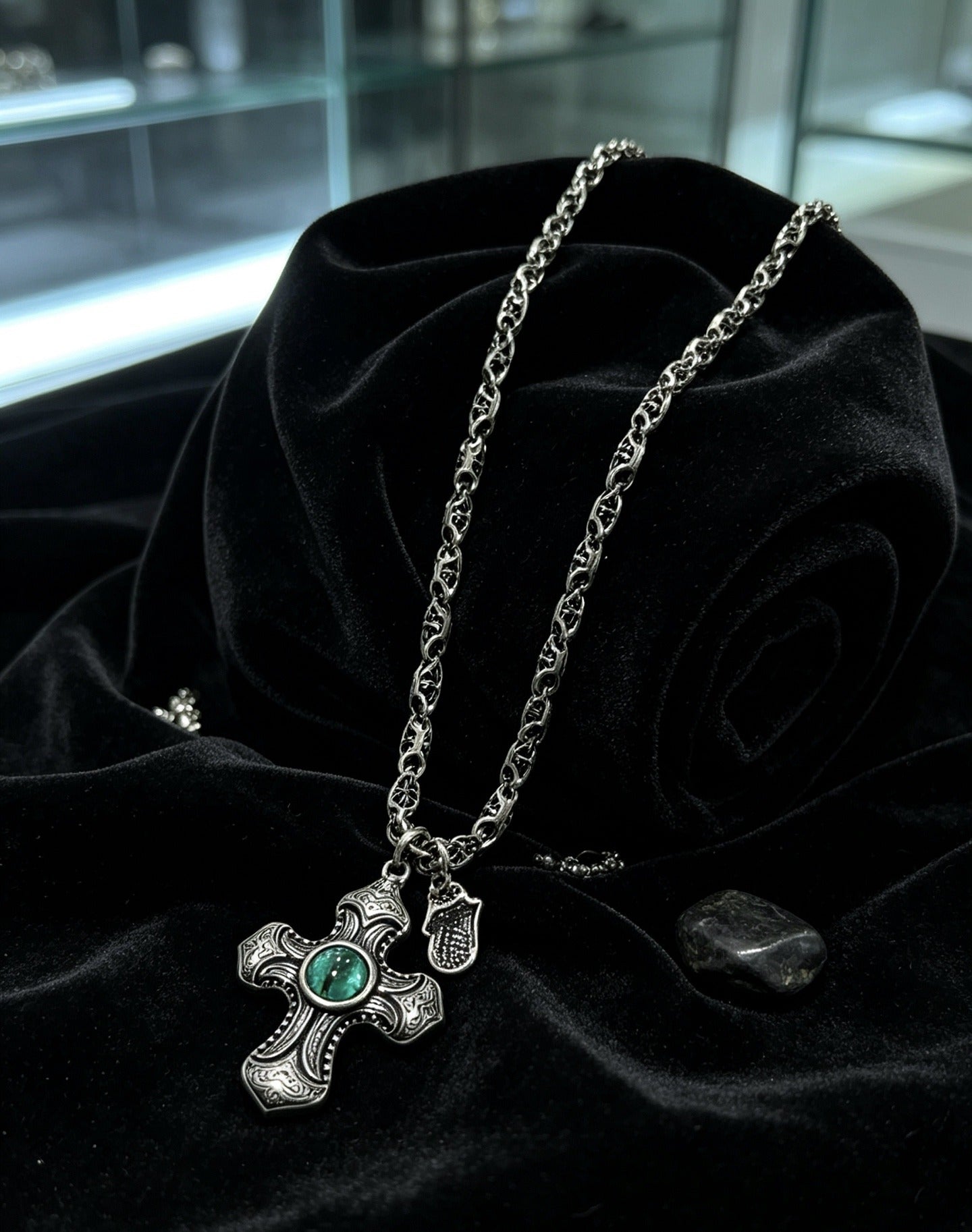 Chrome Hearts Sterling Silver Cross Necklace
