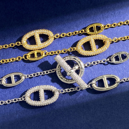 Hermes Silver Brass Round Necklace