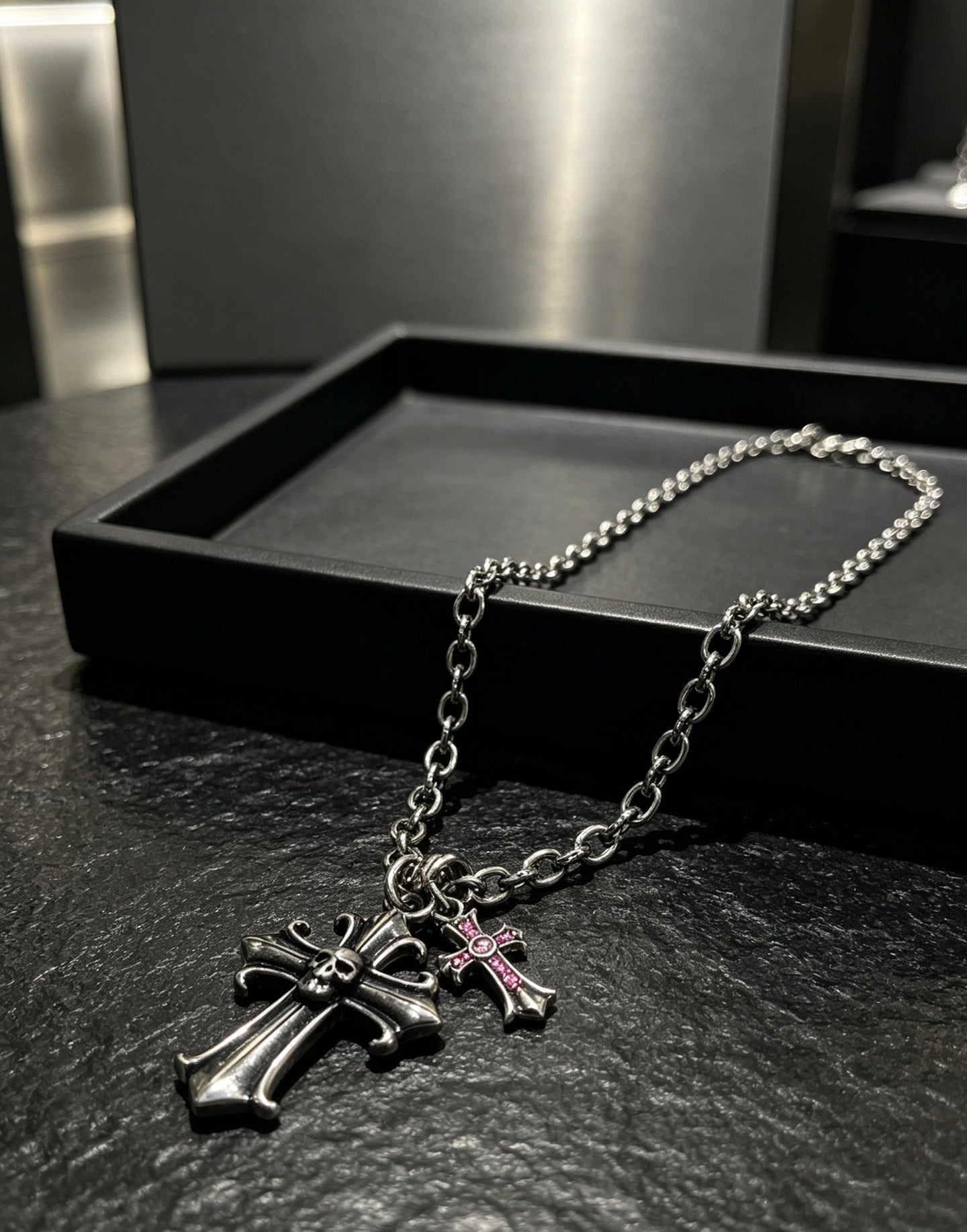 Chrome Hearts Sterling Silver Cross Necklace