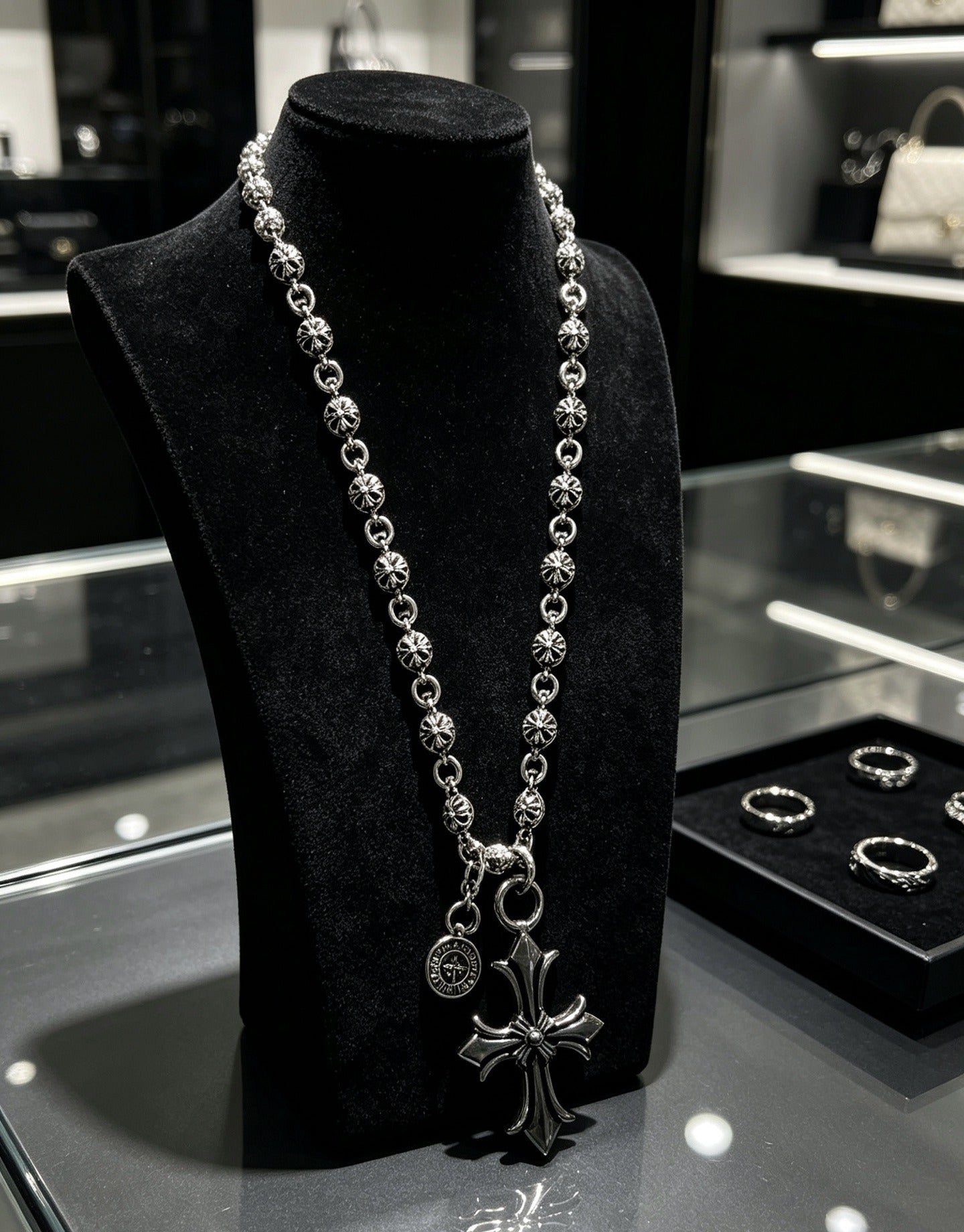 Chrome Hearts Sterling Silver Cross Necklace