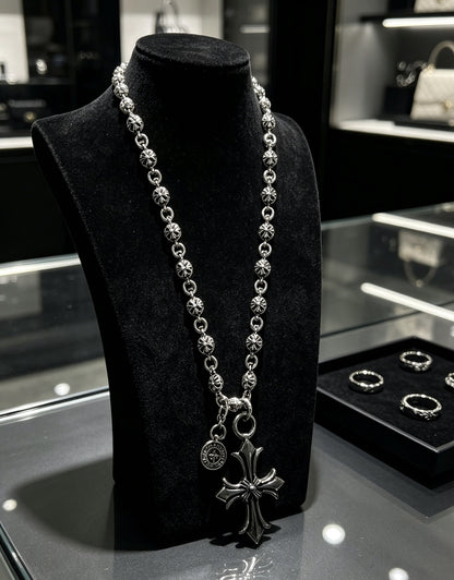 Chrome Hearts Sterling Silver Cross Necklace