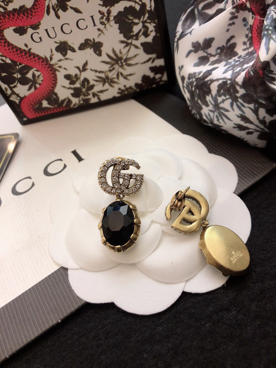 Gucci Brass & Sterling Silver Pearl Earrings