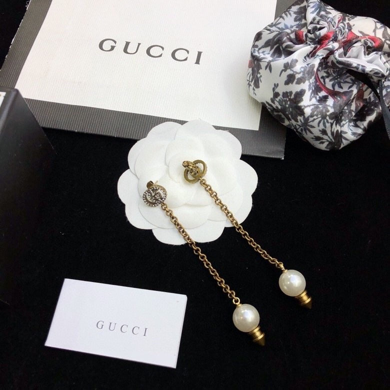 Gucci Sterling Silver Double G Earrings