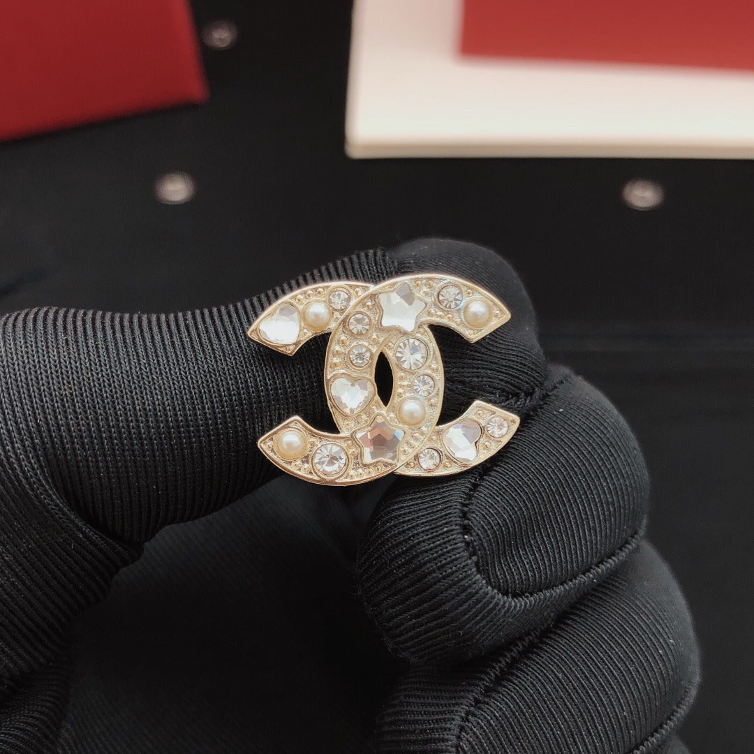 Chanel Brass Heart Earrings
