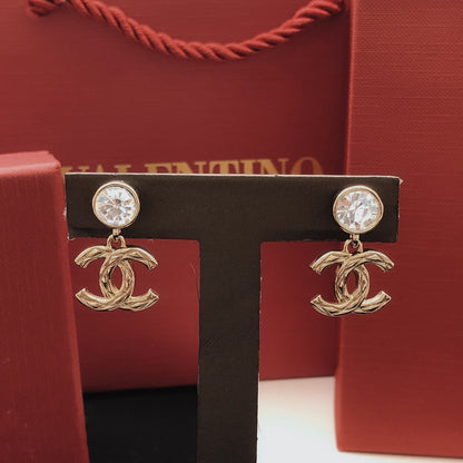 Chanel Brass Solitaire Earrings