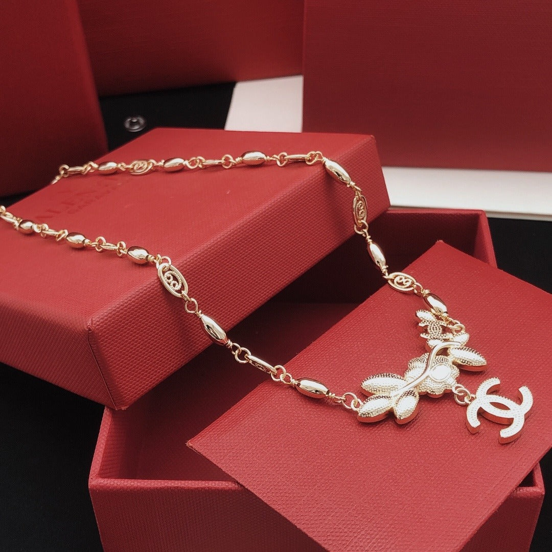 Chanel Brass Floral Necklace