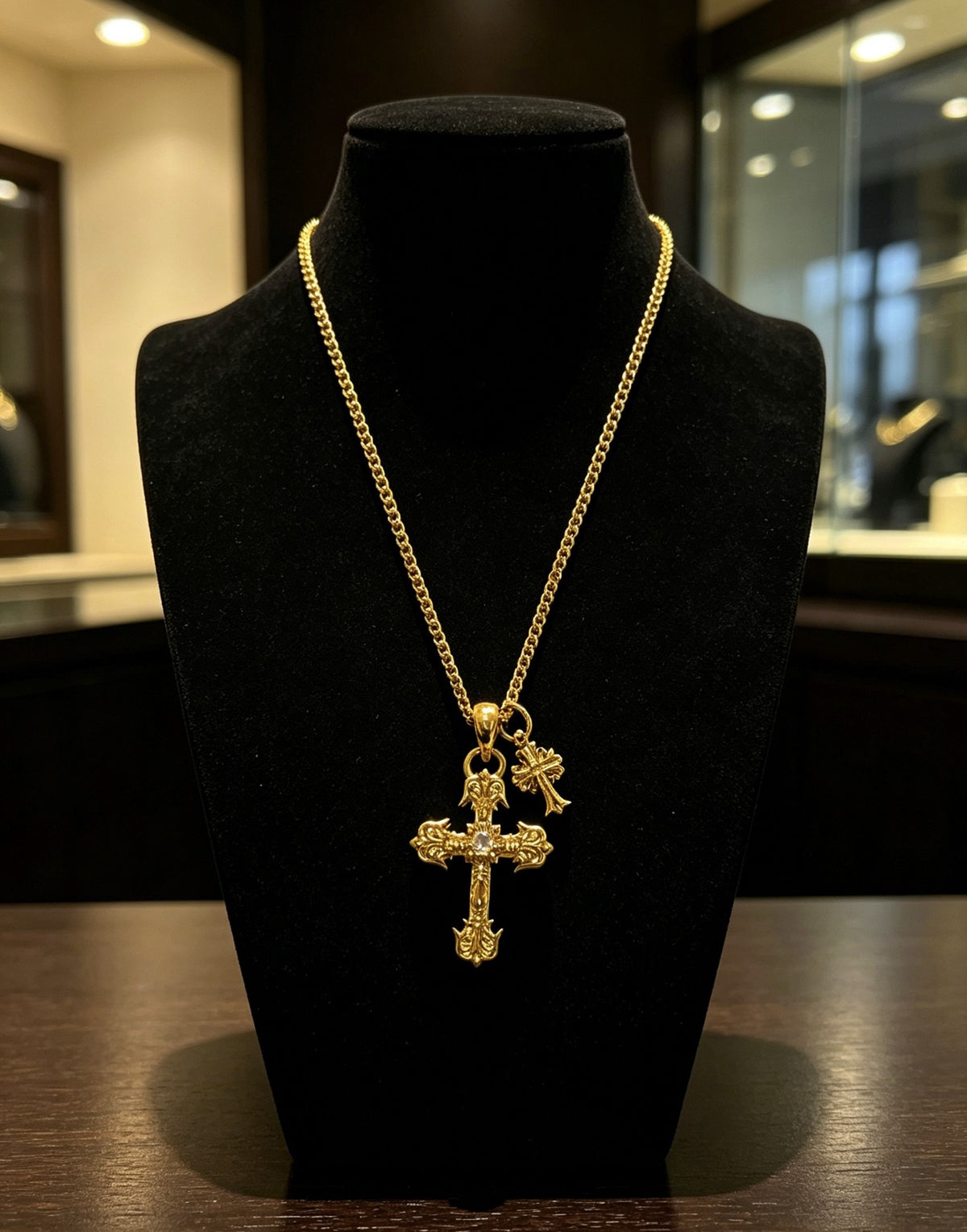 Chrome Hearts Sterling Silver Cross Necklace