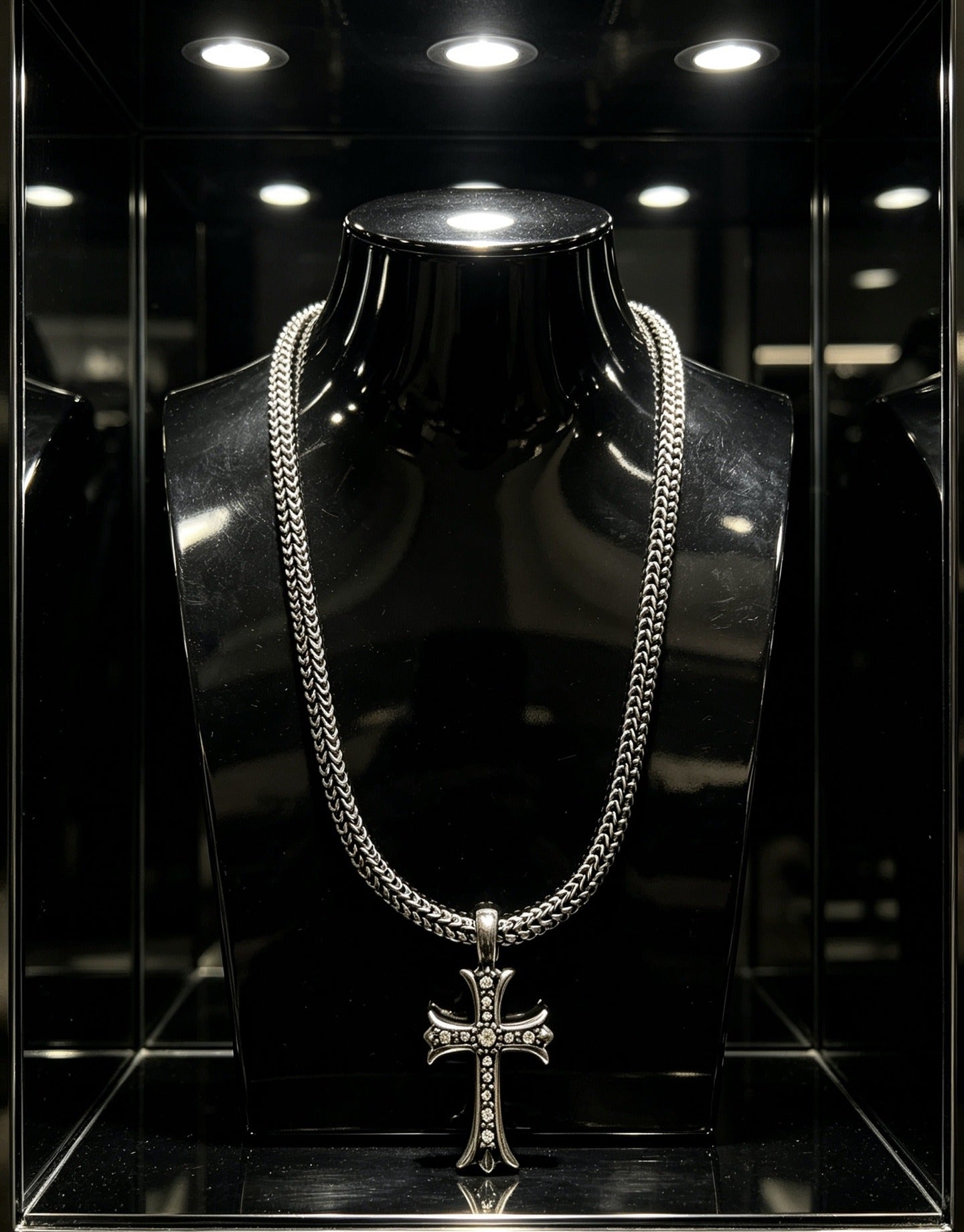 Chrome Hearts Sterling Silver Cross Necklace