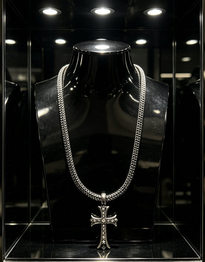 Chrome Hearts Sterling Silver Cross Necklace