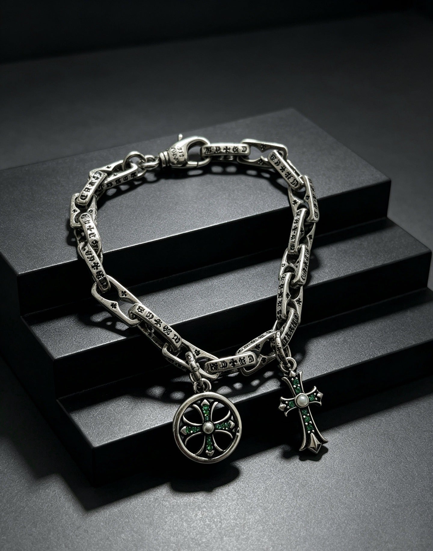 Chrome Hearts Sterling Silver Cross Bracelet