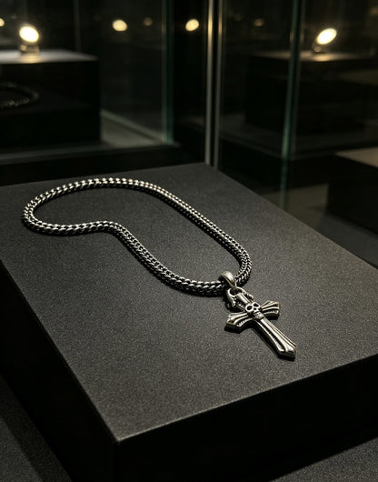 Chrome Hearts Sterling Silver Cross Necklace